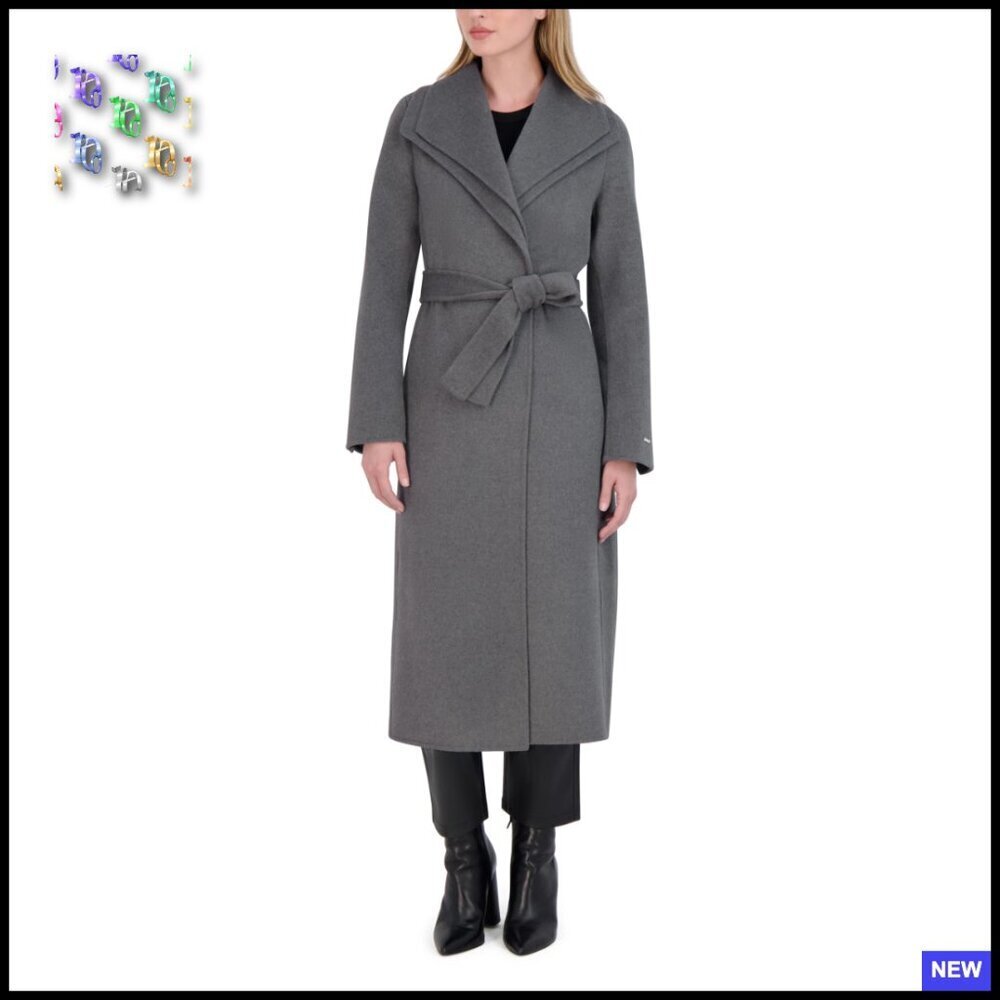 Slim Fit Wool Blend Wrap Coat Elegant Minimal Chic Long Trench Style Belted